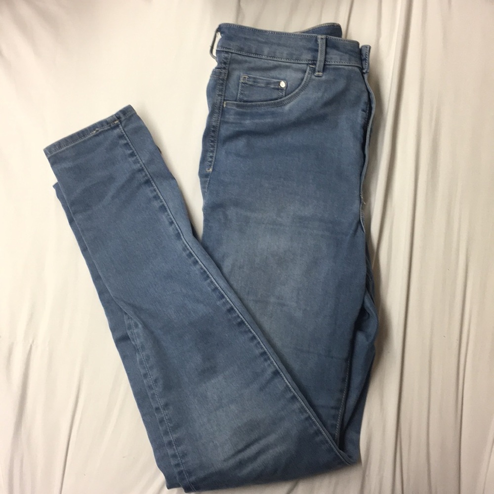 High rise light wash jeggings